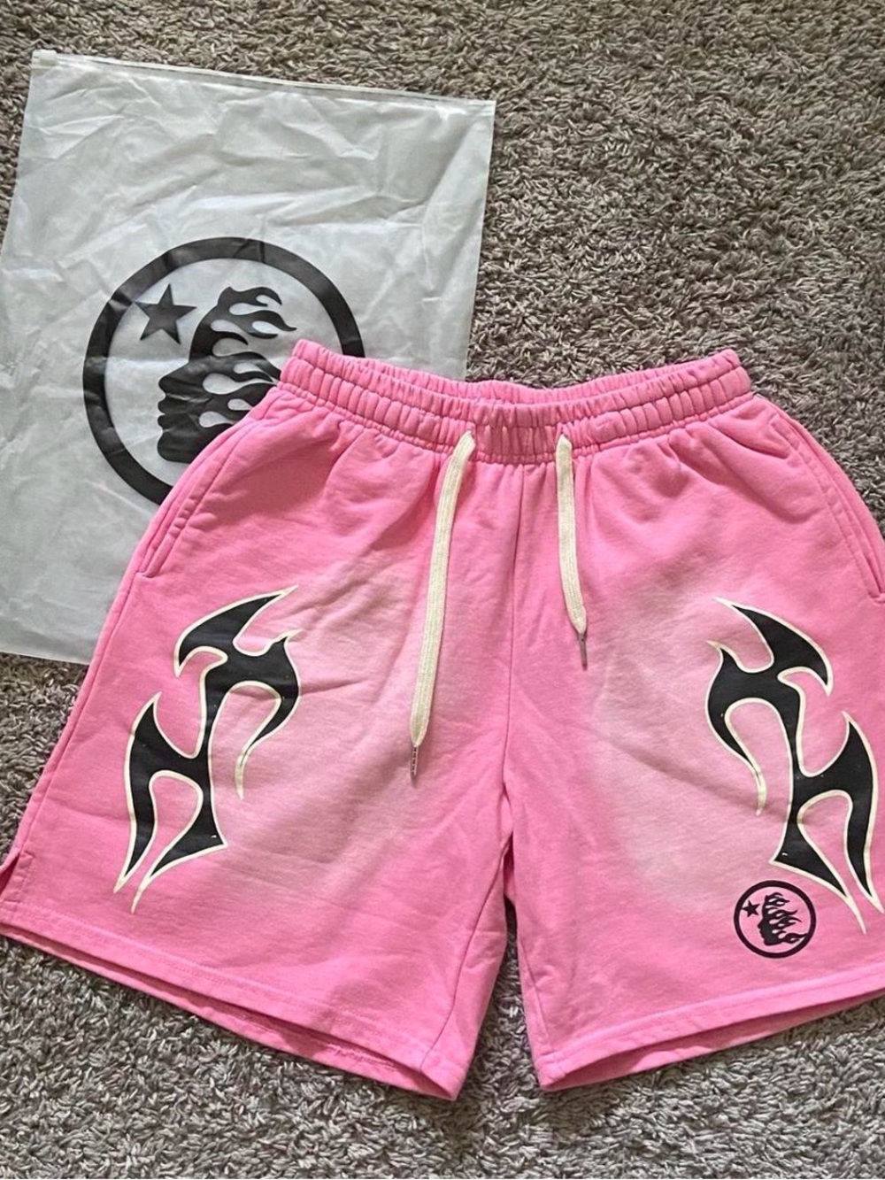 Pink Hellstar -Graphic Athletic Drawstring Shorts for Men